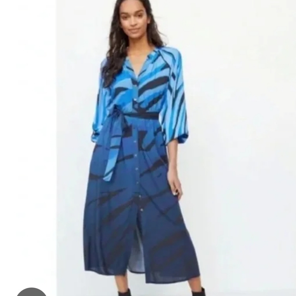 Anthropologie Conditions Apply Blue Maxi Shirtdress Size 6